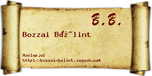 Bozzai Bálint névjegykártya